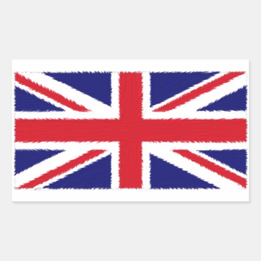 Fuzzy Edge geschilderd Union Jack vlag Rechthoekige Sticker (Voorkant)