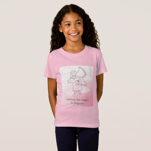 Fuzzy Express® Angel Dog Kind Roze T-shirt (Voorkant volledig)