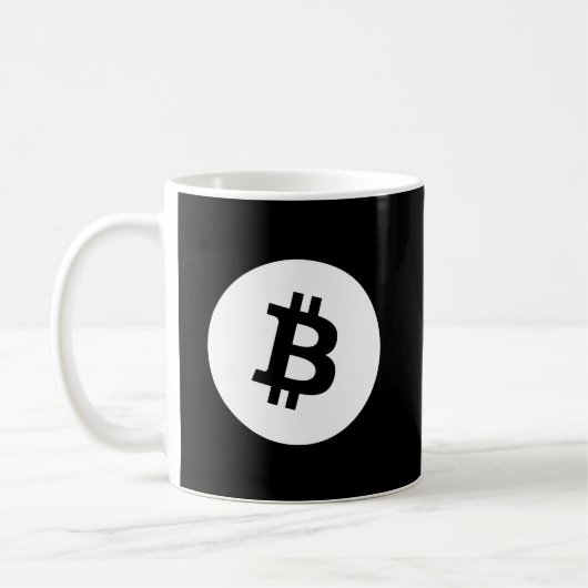 Fuzzy Express® Bitcoin White Logo Koffiemok (Links)