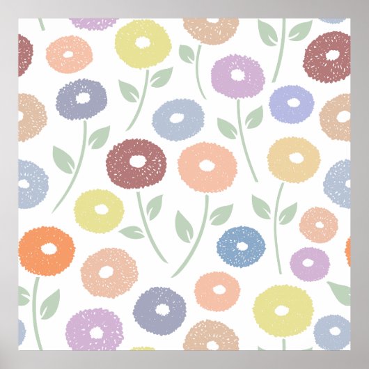 Fuzzy Flower Lg Pattern Pastels Poster (Voorkant)