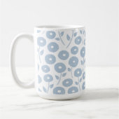 Fuzzy Flower Pattern Blue on White Koffiemok (Links)
