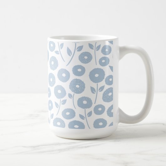 Fuzzy Flower Pattern Blue on White Koffiemok (Rechts)