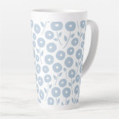 Fuzzy Flower Pattern Blue on White Latte Mok (Rechterhoek)
