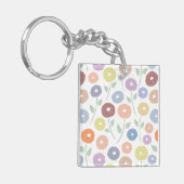 Fuzzy Flower Pattern Pastels on White Sleutelhanger (Voorkant Links)