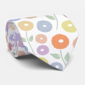 Fuzzy Flower Pattern Pastels on White Stropdas (Opgerold)