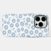 Fuzzy Flower Rpt Pattern Blue on White Case-Mate iPhone Case (Achterkant (horizontaal))
