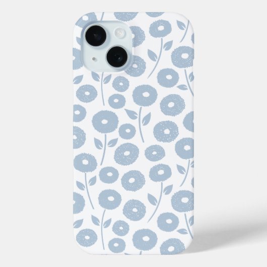 Fuzzy Flower Rpt Pattern Blue on White Case-Mate iPhone Case (Achterkant)