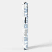 Fuzzy Flower Rpt Pattern Blue on White Case-Mate iPhone Case (Achterkant / Rechts)