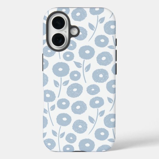 Fuzzy Flower Rpt Pattern Blue on White Case-Mate iPhone Case (Achterkant)