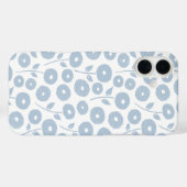 Fuzzy Flower Rpt Pattern Blue on White Case-Mate iPhone Case (Achterkant (horizontaal))