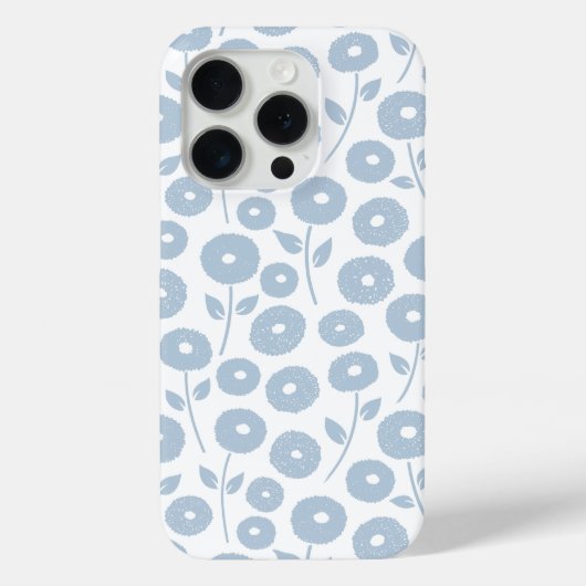 Fuzzy Flower Rpt Pattern Blue on White Case-Mate iPhone Case (Achterkant)