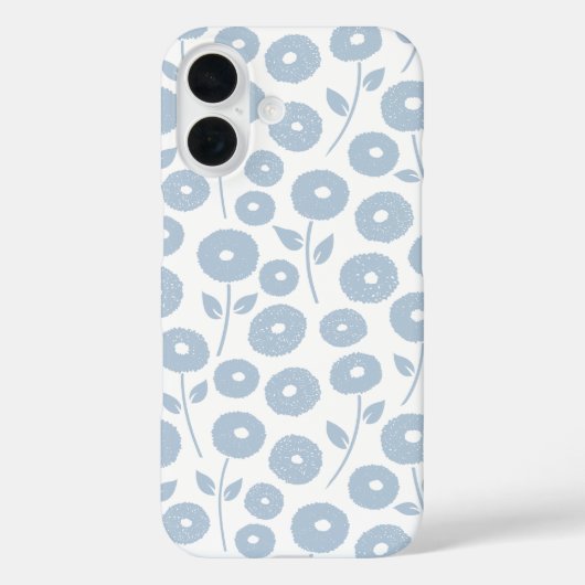 Fuzzy Flower Rpt Pattern Blue on White Case-Mate iPhone Case (Achterkant)