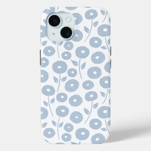 Fuzzy Flower Rpt Pattern Blue on White Case-Mate iPhone Case (Achterkant)