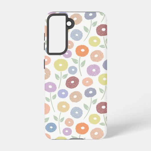 Fuzzy Flower Rpt Pattern Pastels on White Samsung Galaxy Hoesje (Achterkant)