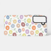 Fuzzy Flower Rpt Pattern Pastels on White Samsung Galaxy Hoesje (Achterkant horizontaal)