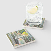 Fuzzy Green Cacti Succulent Photo Dream Script Stenen Onderzetter (Zijkant)