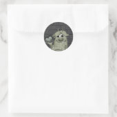 Fuzzy Green Monster met hart Ronde Sticker (Tas)
