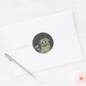 Fuzzy Green Monster met hart Ronde Sticker (Envelop)