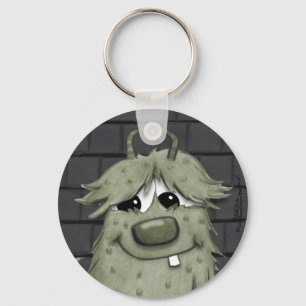 Fuzzy Green Monster met hart Sleutelhanger