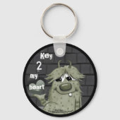Fuzzy Green Monster met hart Sleutelhanger (Voorkant)