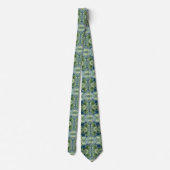 Fuzzy Green X on Denim Abstract Pattern Stropdas (Achterkant)