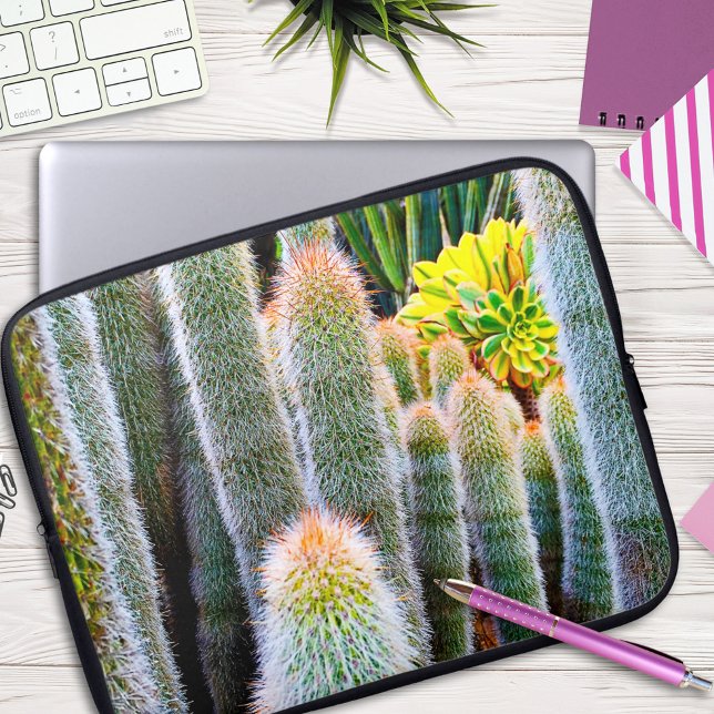 Fuzzy Groene Cactussen Sappige Foto Eenvoudig Mode Laptop Sleeve (Creator heeft geüpload)