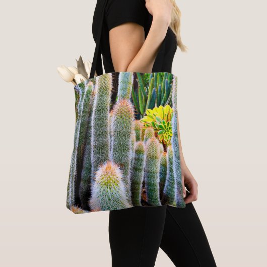 Fuzzy Groene Cactussen Sappige Foto Eenvoudig Mode Tote Bag (Dichtbij)