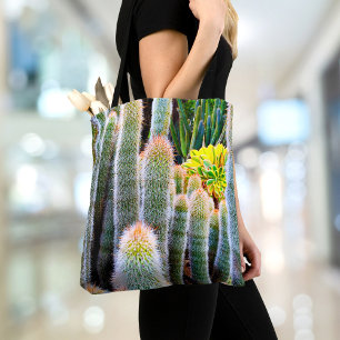 Fuzzy Groene Cactussen Sappige Foto Eenvoudig Mode Tote Bag
