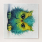 Fuzzy groene uil schepsel puzzel (Horizontaal)