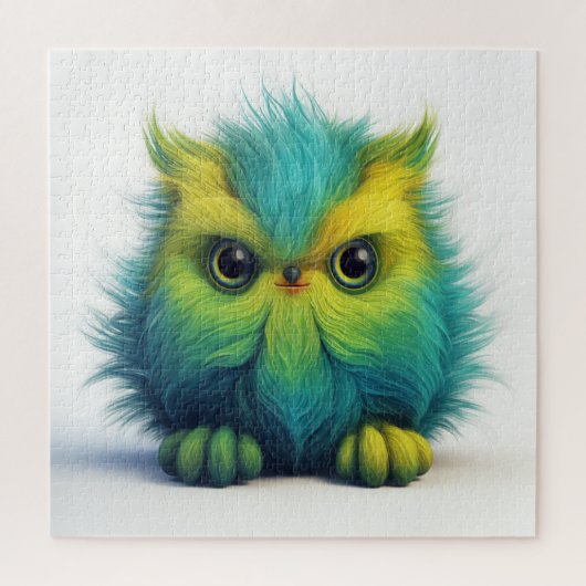 Fuzzy groene uil schepsel puzzel (Verticaal)