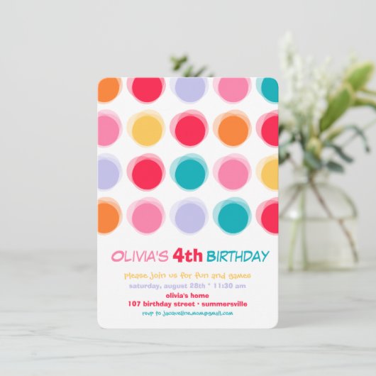 Fuzzy Kleurrijke Schattigee Stippen Kinder Meisje  Kaart (Staand voorkant)