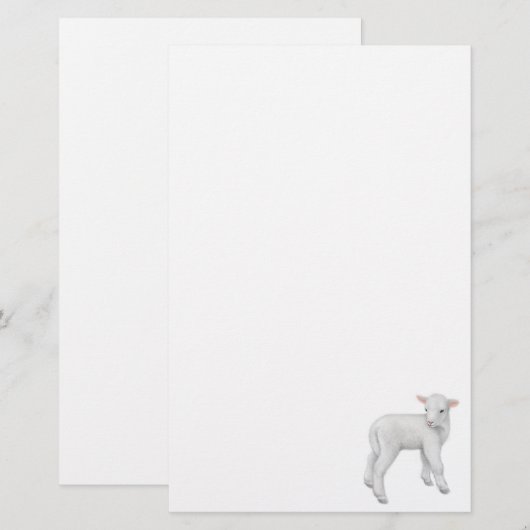 Fuzzy Little Lamb Stationery Briefpapier (Voorkant / Achterkant)