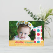 Fuzzy Modern Color Stippen 1e verjaardag Foto Kaart (Staand voorkant)