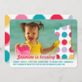 Fuzzy Modern Color Stippen 1e verjaardag Foto Kaart (Voorkant / Achterkant)