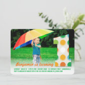 Fuzzy Modern Color Stippen 1e verjaardag Foto Kaart (Staand voorkant)