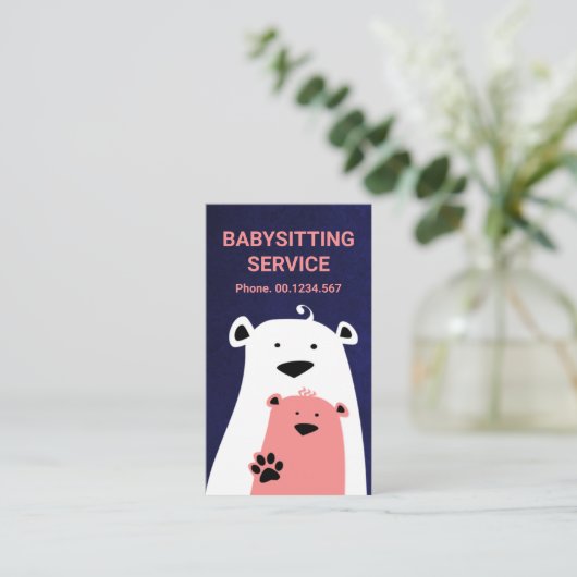 Fuzzy Moeder Babysitter Beer Babysitter Visitekaartje (Staand voorkant)