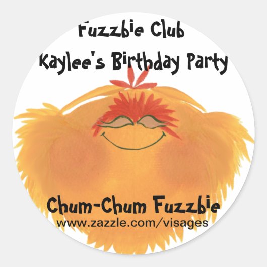Fuzzy Monster Cartoon Character Ronde Sticker (Voorkant)