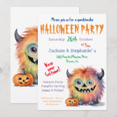 Fuzzy Monster Halloween Kostuumfeest Kaart (Voorkant / Achterkant)