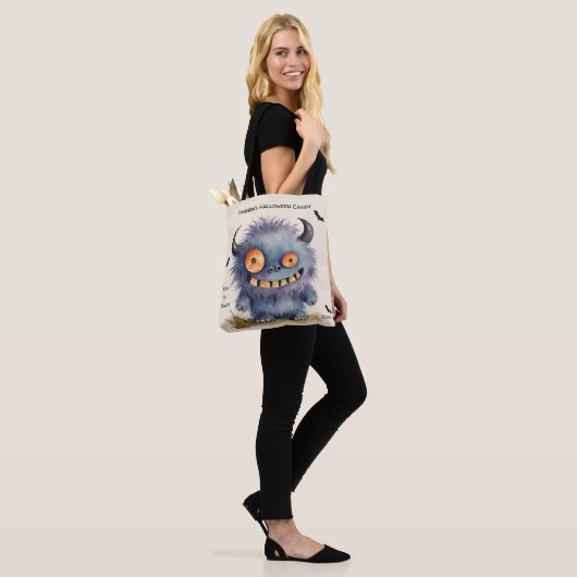 Fuzzy Monster Halloween Snoep Tote Bag (Op model)