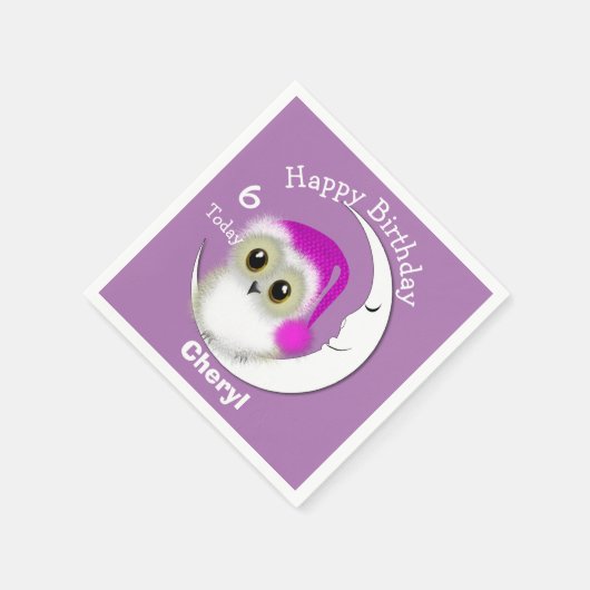 Fuzzy Night Owl Sleepover gepersonaliseerd Servetten (Hoek)