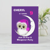 Fuzzy Night Owl Sleepover Persoonlijk Kaart (Staand voorkant)