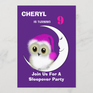Fuzzy Night Owl Sleepover Persoonlijk Kaart