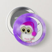 Fuzzy Night Owl Sleepover Persoonlijk Ronde Button 7,6 Cm (Voorkant /achterkant)