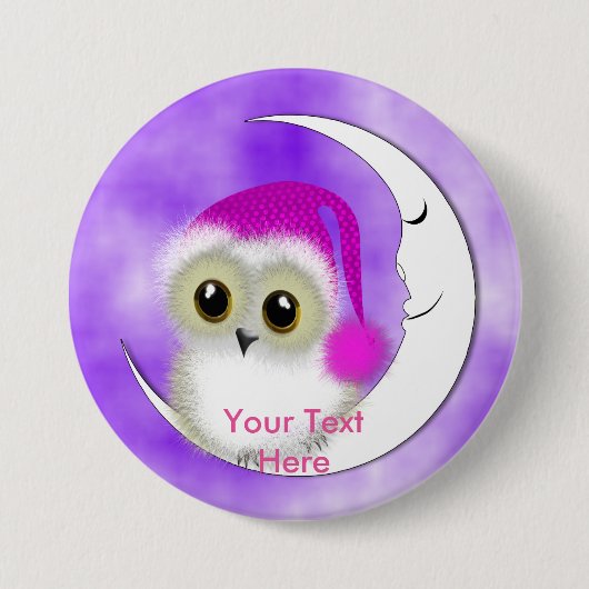Fuzzy Night Owl Sleepover Persoonlijk Ronde Button 7,6 Cm (Voorkant)