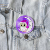 Fuzzy Night Owl Sleepover Persoonlijk Ronde Button 7,6 Cm (In situ)