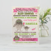 Fuzzy Owl Girl Baby shower Uitnodigingen (Staand voorkant)