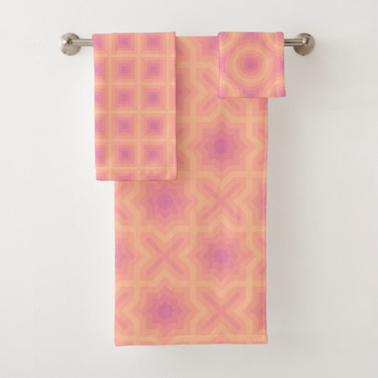 Fuzzy Peach Aurora roze patronen Bad Handdoek (Insitu)