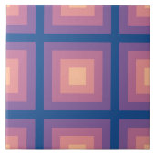 Fuzzy Perzik Nautisch Blauw Vierkant Patroon Tegeltje (Voorkant)