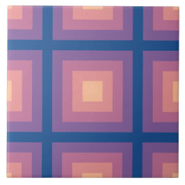 Fuzzy Perzik Nautisch Blauw Vierkant Patroon Tegeltje