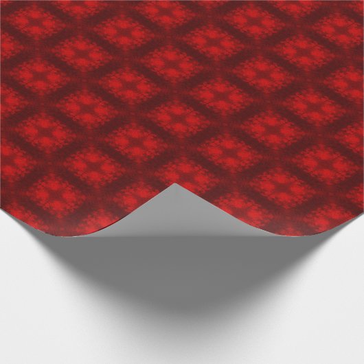Fuzzy Red Tiled Diamonds en Crosses Cadeaupapier (Hoek)